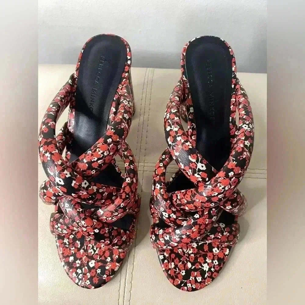 Rebecca Minkoff | Amandine Red Floral Cone Heel Sandal 7.5